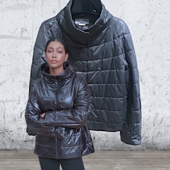 Lovely Nikki Jones 2 in 1 Classic High Collar Coat wth Peuter Silver Vest Jacket - Picture 3 of 12